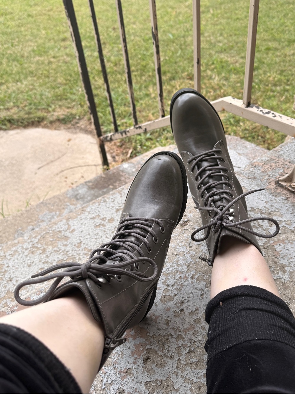 Dream Pairs Olive Gray/Green Lace-Up Combat Boots